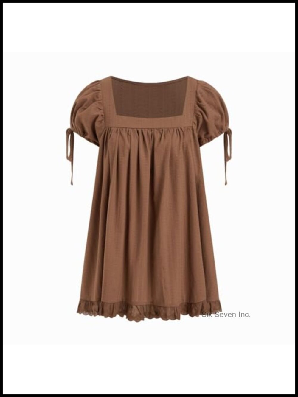 Square Neck Babydoll Ruffle Blouse Short Sleeve Peplum Casual Top - Picture 2 of 6
